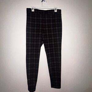 LOFT Black and Gray Plaid Pants